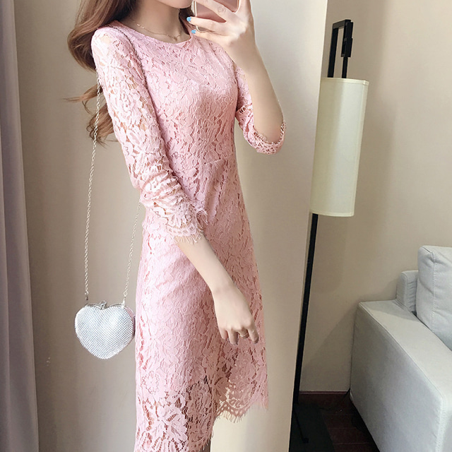 *클리어런스세일* 머메이드 레이스 드레스 핑크(7부) LD60