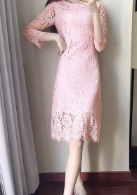 *클리어런스세일* 머메이드 레이스 드레스 핑크(7부) LD60